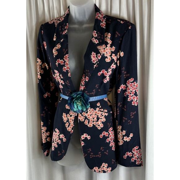 Cynthia Rowley Floral Blazer, Blue Multi, Sz: M, 70-03 - Picture 13 of 15